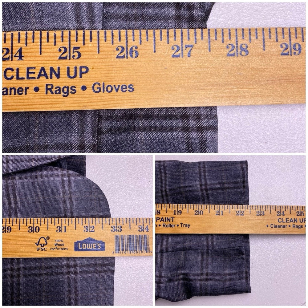 Coppley Blazer Sport Coat 52R Mens Rich Reda Super 130s Gray Plaid VGUC - Picture 6 of 10